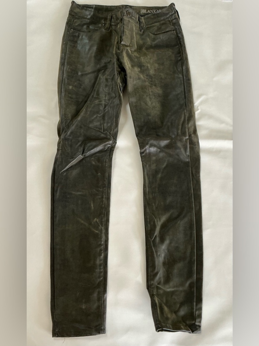 BLANK NYC- Green Flat Front Mid Rise Persuede Faux Suede Skinny